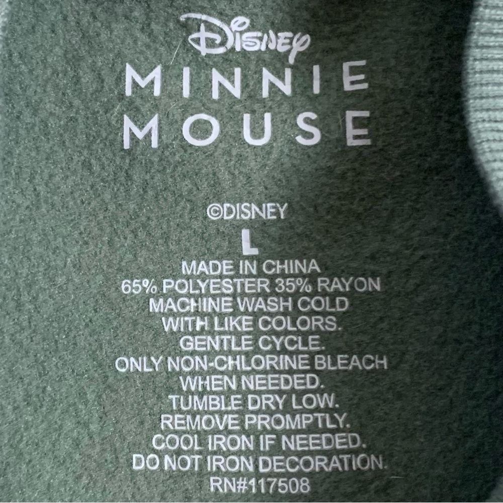 Disney Minnie Mouse Crewneck Sweatshirt Long Sleeve Green Womens Large - Picture 5 of 8